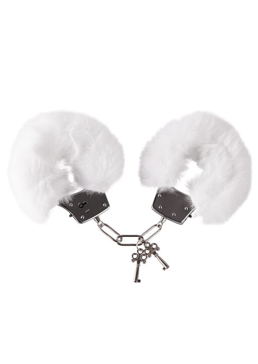Plush White Faux Fur Handcuffs image number 1.0