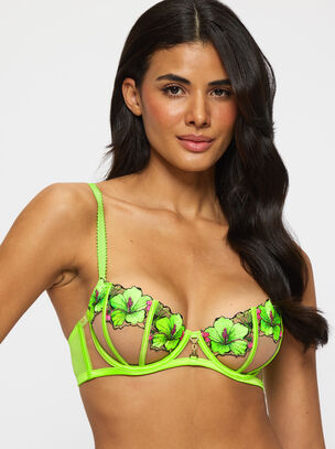 Caged Hibiscus Non Padded Balcony Bra