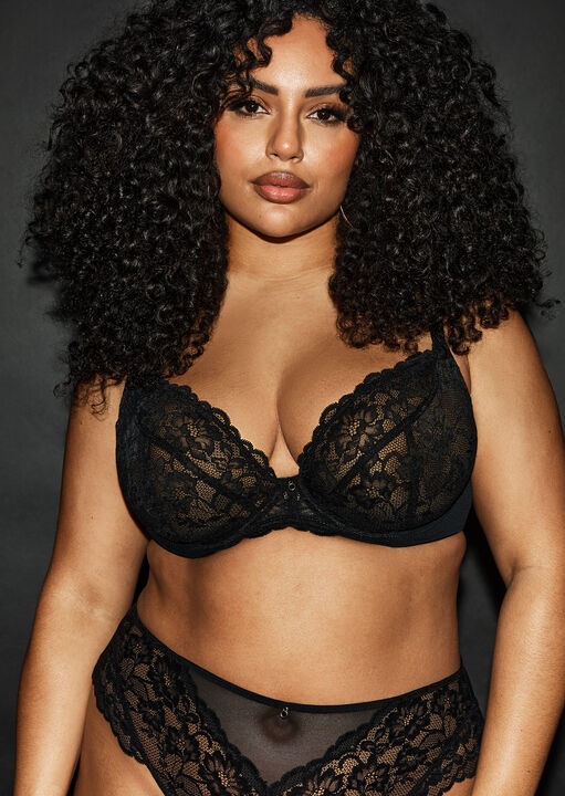 Sexy Lace Fuller Bust Non Padded Plunge Bra image number 1.0