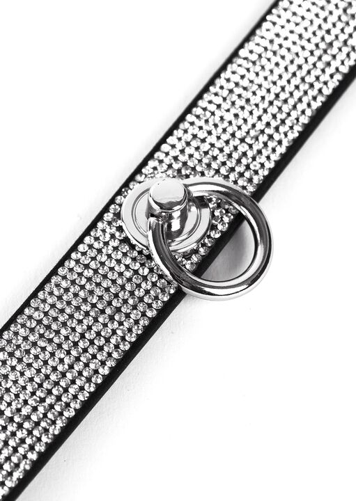 Parlour Diamante PU Bondage Collar image number 2.0