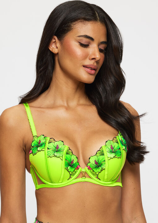 Caged Hibiscus Padded Plunge Bra image number 0.0