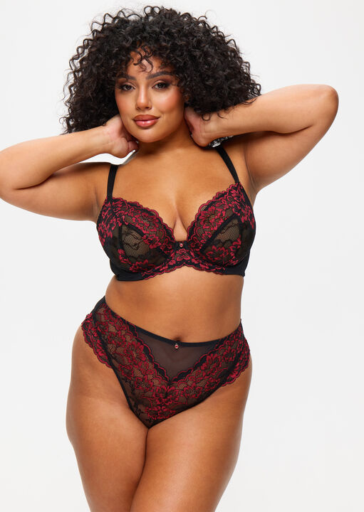 Sexy Lace Fuller Bust Non Padded Plunge Bra image number 3.0
