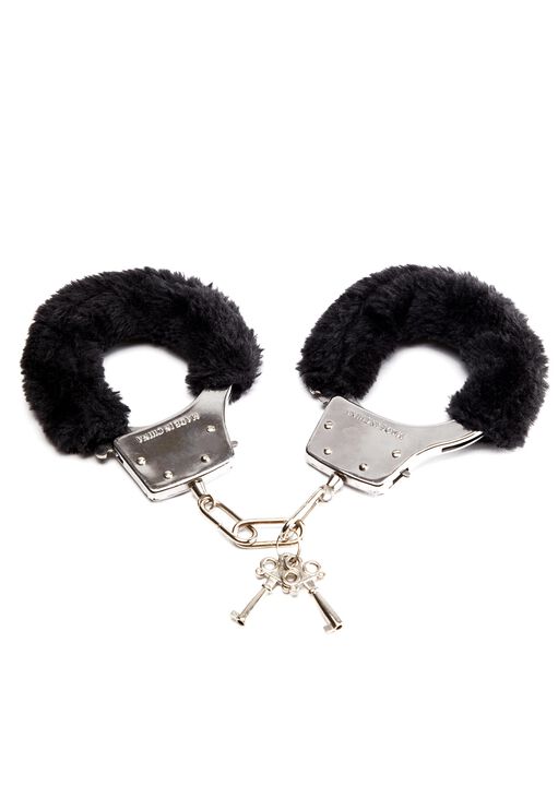 Black Faux Fur Handcuffs image number 0.0