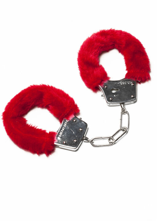 Red Faux Fur Handcuffs image number 0.0