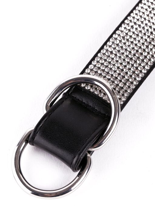Parlour Diamante PU Bondage Collar image number 4.0