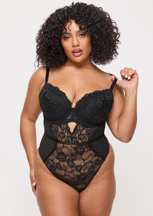 Sexy Lace Padded Plunge Lingerie Body image number 5.0