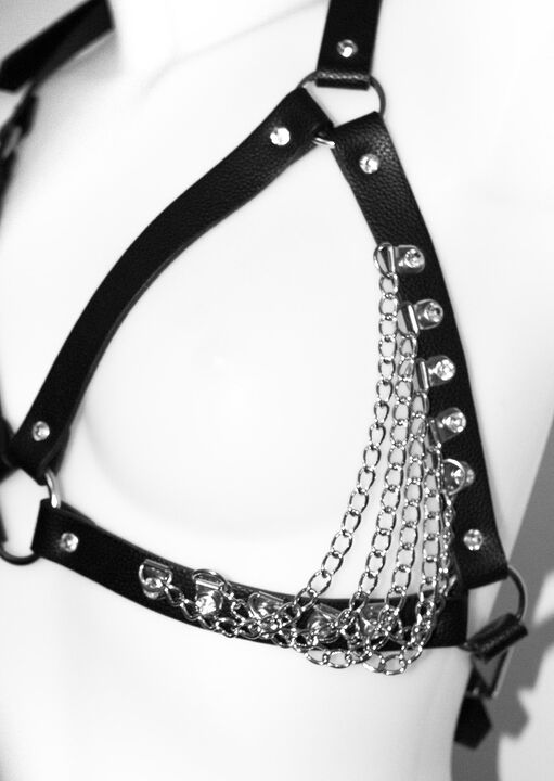 Diamante and Chain Bra Harness image number 1.0