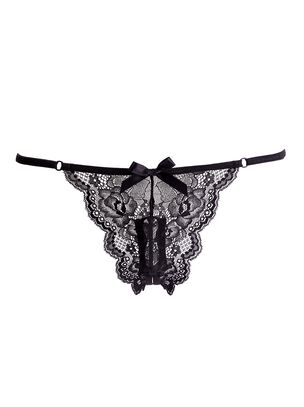 Vibrating Black Crotchless Thong