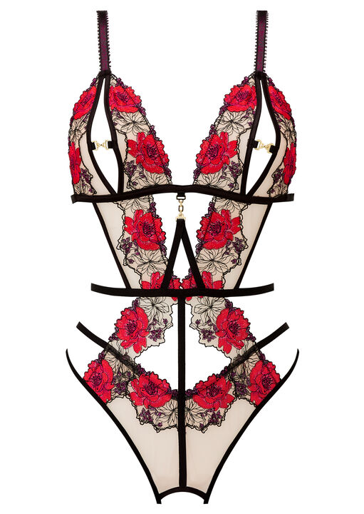 Caged Rose Crotchless Lingerie Body image number 3.0