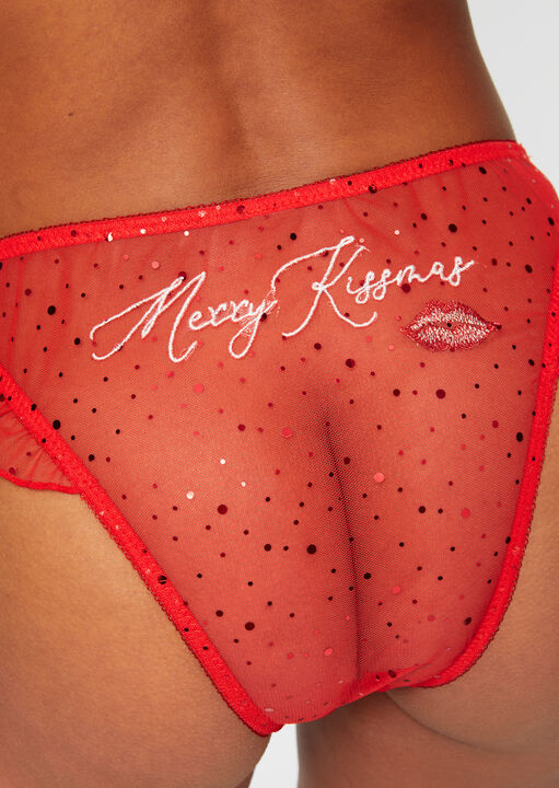 Merry Kissmas Christmas Sparkle Brazilian Knickers image number 0.0