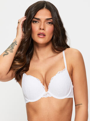 Sexy Lace Padded Boost Bra - White