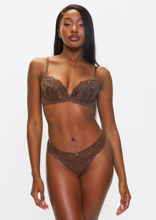 Sexy Lace Padded Plunge Bra image number 4.0