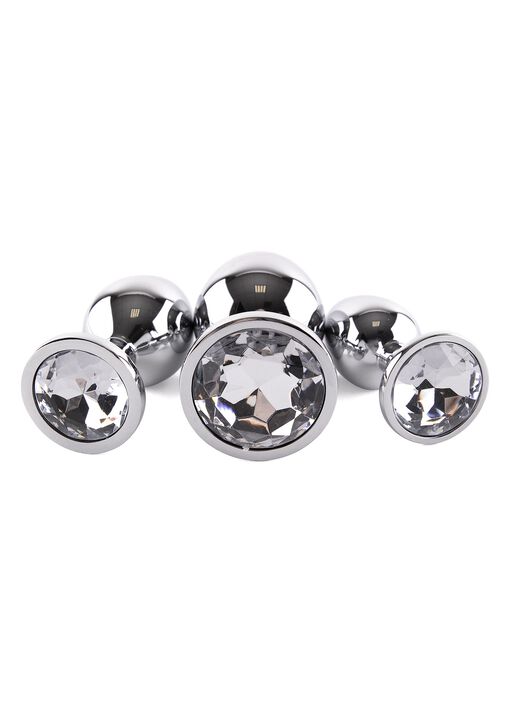Metal Jewelled Butt Plug 3 Piece Set image number 3.0
