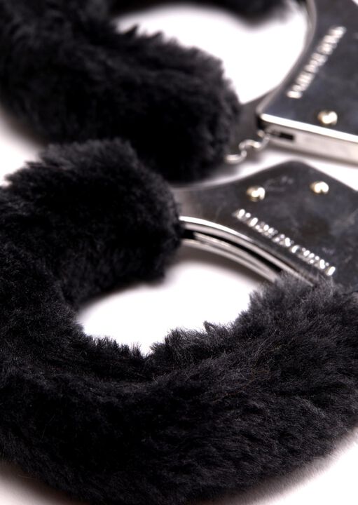 Black Faux Fur Handcuffs image number 2.0