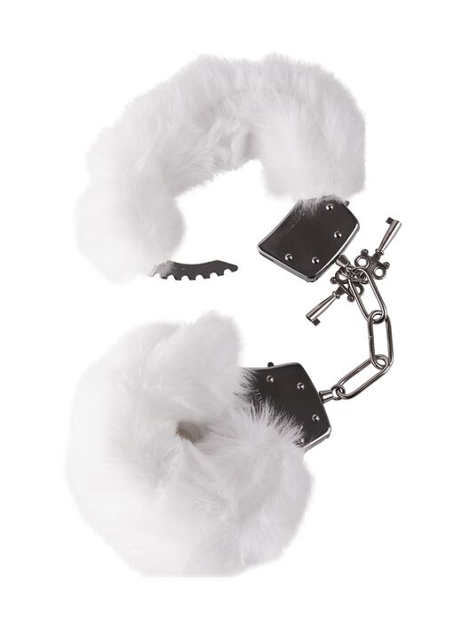 Plush White Faux Fur Handcuffs image number 3.0