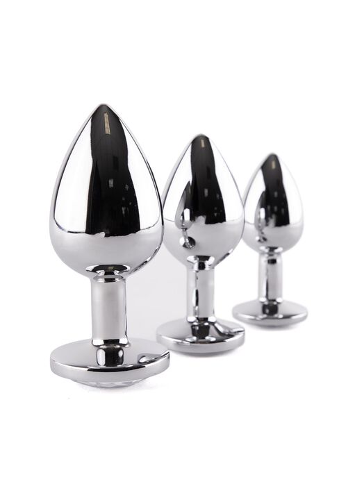 Metal Jewelled Butt Plug 3 Piece Set image number 2.0