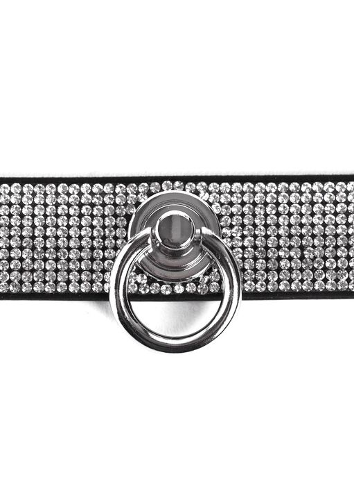 Parlour Diamante PU Bondage Collar image number 5.0