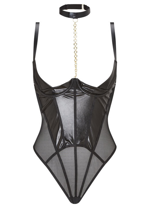 Revolutionary PU Crotchless Body with Detachable Choker Chain image number 3.0