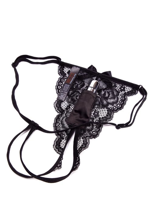 Vibrating Black Crotchless Thong image number 1.0