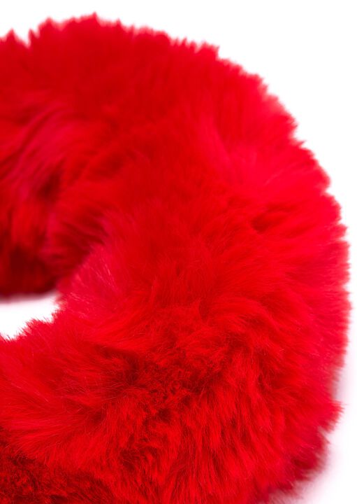 Plush Red Faux Fur Cuffs image number 2.0