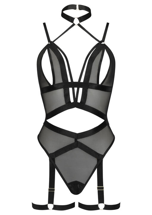 Shadow Mesh Peep Hole Crotchless Lingerie Body image number 4.0