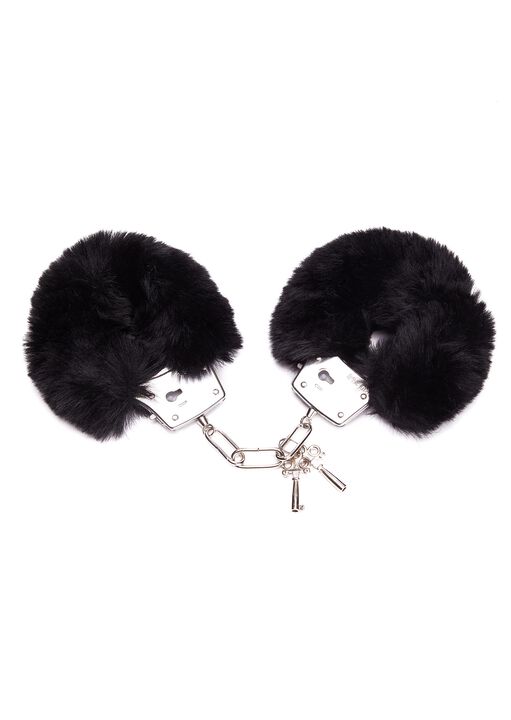 Plush Black Faux Fur Cuffs image number 0.0
