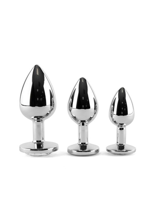 Metal Jewelled Butt Plug 3 Piece Set image number 0.0