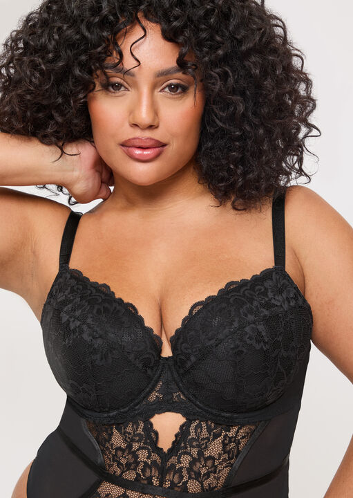 Sexy Lace Padded Plunge Lingerie Body image number 6.0