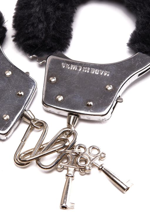Black Faux Fur Handcuffs image number 1.0
